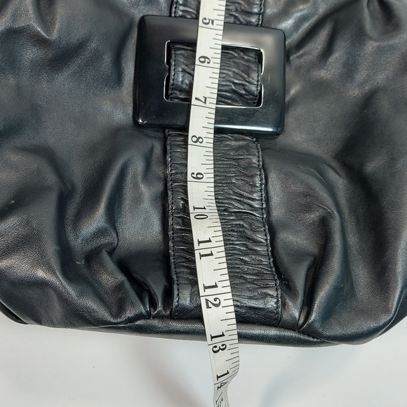 Ugo Santini Black Leather Large Shoulder Bag Purse - Picture 7 of 11